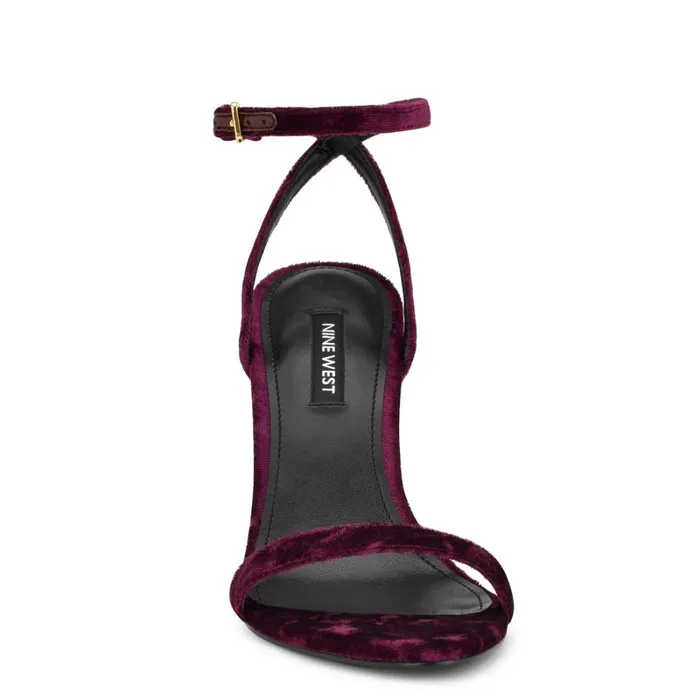 Reina Ankle Strap Sandals Dark Purple Velvet Women Nine West Heeled Reina Ankle Strap Sandals Dark Purple Velvet Women Nine West Heeled