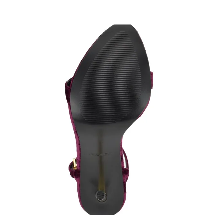 Reina Ankle Strap Sandals Dark Purple Velvet Women Nine West Heeled Reina Ankle Strap Sandals Dark Purple Velvet Women Nine West Heeled