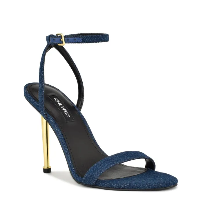 Reina Ankle Strap Sandals Denim Women Nine West High Heels Reina Ankle Strap Sandals Denim Women Nine West High Heels