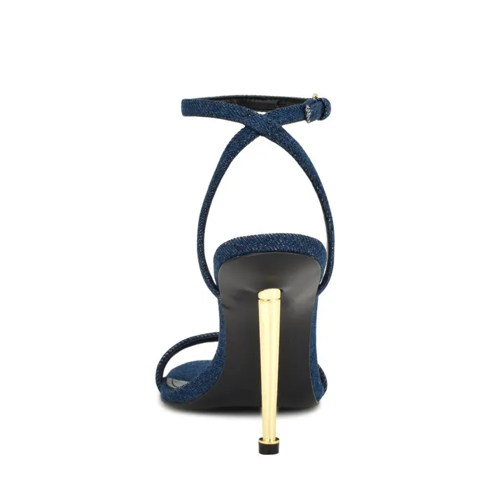 Reina Ankle Strap Sandals Denim Women Nine West High Heels Reina Ankle Strap Sandals Denim Women Nine West High Heels
