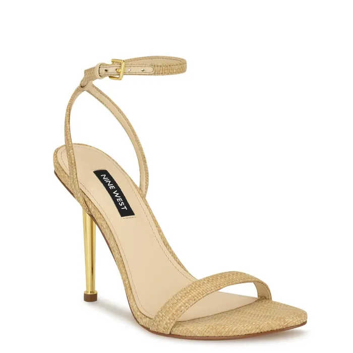 Reina Ankle Strap Sandals Natural Raffia Women Nine West High Heels Reina Ankle Strap Sandals Natural Raffia Women Nine West High Heels
