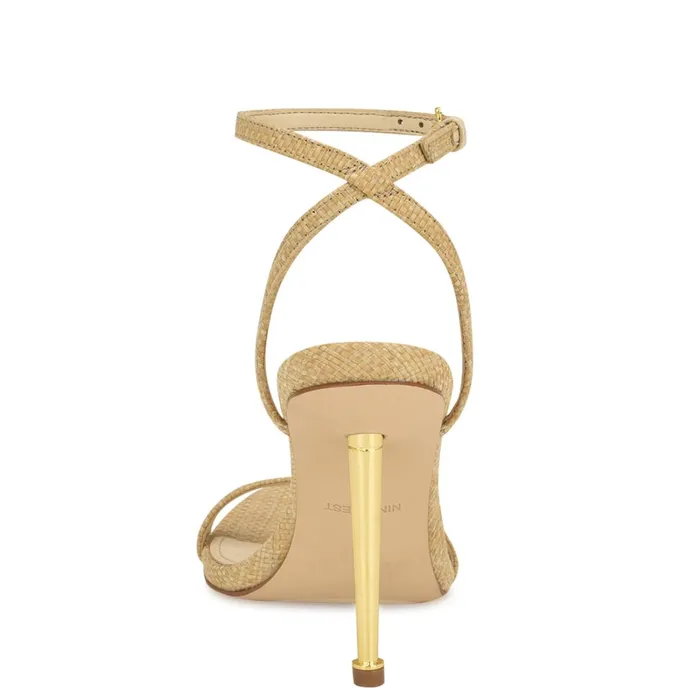 Reina Ankle Strap Sandals Natural Raffia Women Nine West High Heels Reina Ankle Strap Sandals Natural Raffia Women Nine West High Heels