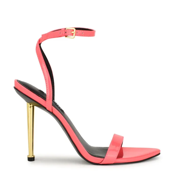 Reina Ankle Strap Sandals Pink Patent Women Nine West High Heels