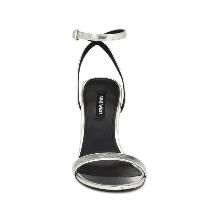 Reina Ankle Strap Sandals Silver Women Nine West Heeled Reina Ankle Strap Sandals Silver Women Nine West Heeled