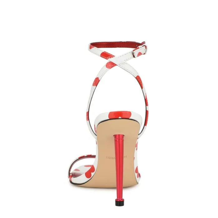 Reina Ankle Strap Sandals Valentine Heart Print Women Nine West High Heels Reina Ankle Strap Sandals Valentine Heart Print Women Nine West High Heels