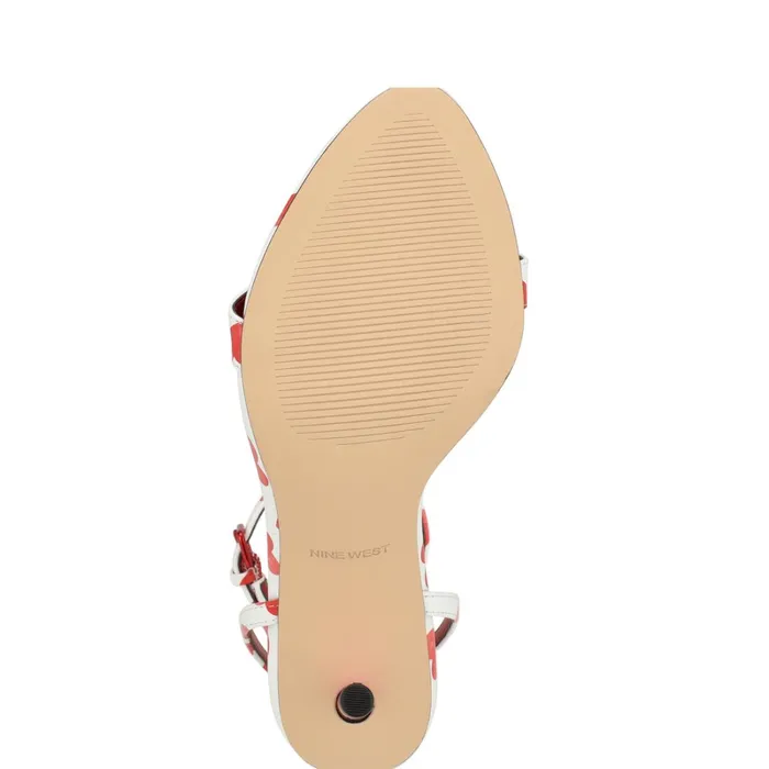 Reina Ankle Strap Sandals Valentine Heart Print Women Nine West High Heels Reina Ankle Strap Sandals Valentine Heart Print Women Nine West High Heels