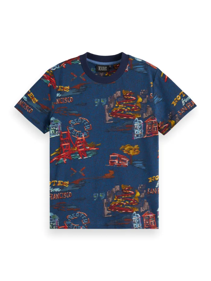 Relaxedfit Allover Printed Tshirt Travel Notes Kids Scotch and Soda TShirts