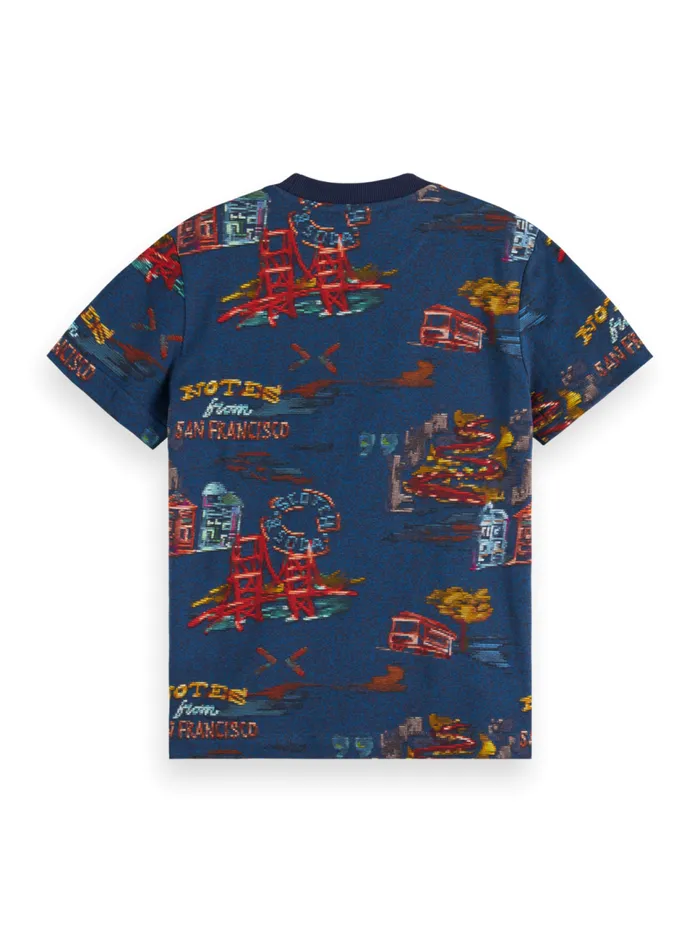 Relaxedfit Allover Printed Tshirt Travel Notes Kids Scotch and Soda TShirts