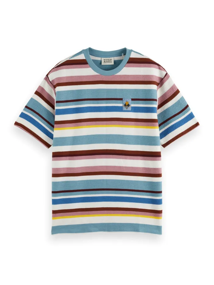 Relaxed Fit Textured Striped Tshirt Multi Stripe Men Scotch and Soda TShirts and Polo Shirts Relaxed Fit Textured Striped Tshirt Multi Stripe Men Scotch and Soda TShirts and Polo Shirts