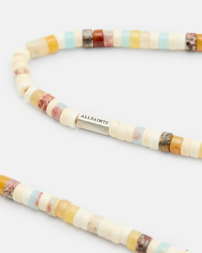 Remi Tonal Beaded Necklace Neutralwrm Silver Men AllSaints Jewelry