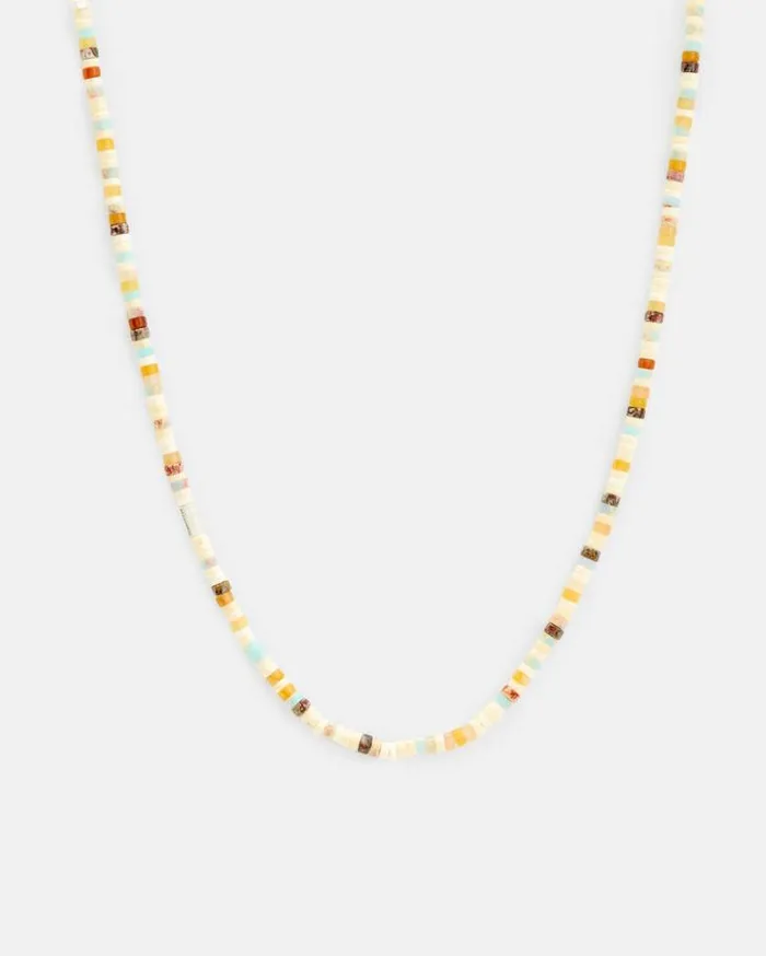 Remi Tonal Beaded Necklace Neutralwrm Silver Men AllSaints Jewelry