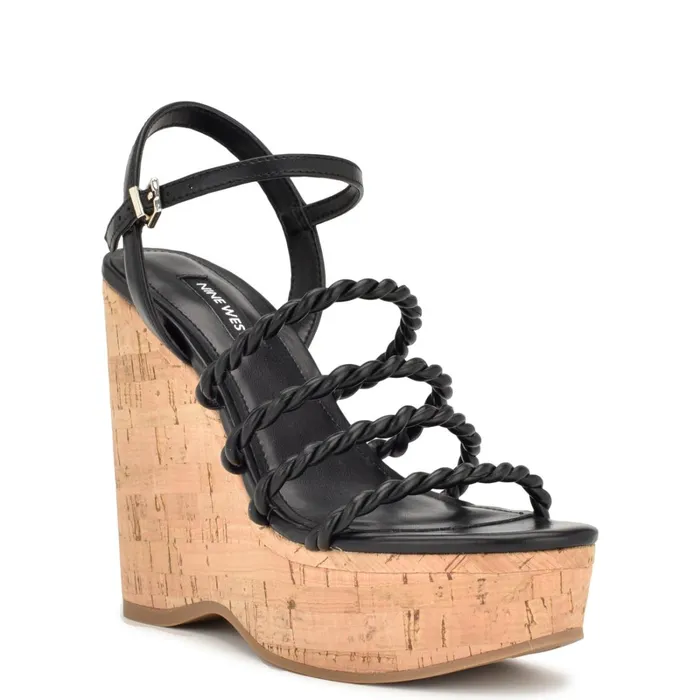 Renest Ankle Strap Wedge Sandals Black Women Nine West Sandals Renest Ankle Strap Wedge Sandals Black Women Nine West Sandals