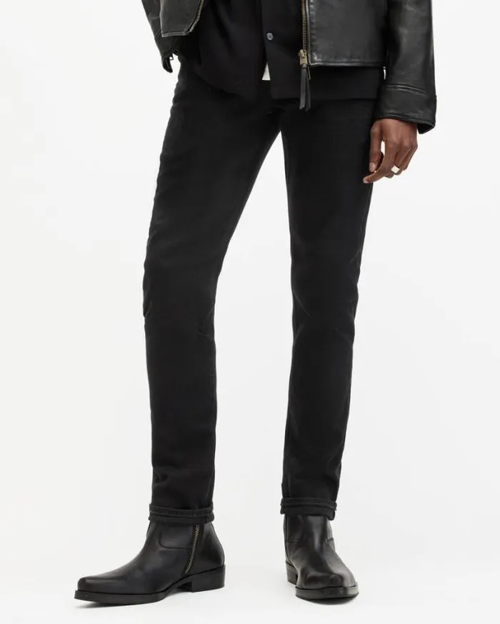 Rex Slim Fit Soft Stretch Denim Jeans Jet Black Men AllSaints Pants