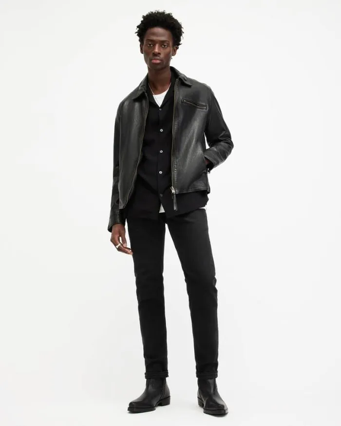 Rex Slim Fit Soft Stretch Denim Jeans Jet Black Men AllSaints Pants