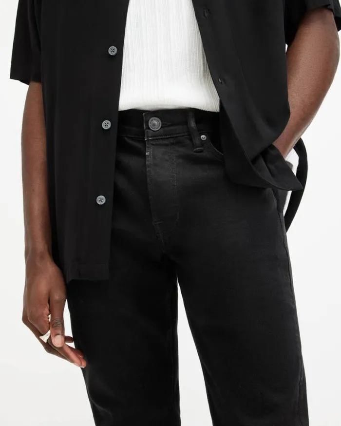 Rex Slim Fit Soft Stretch Denim Jeans Jet Black Men AllSaints Pants
