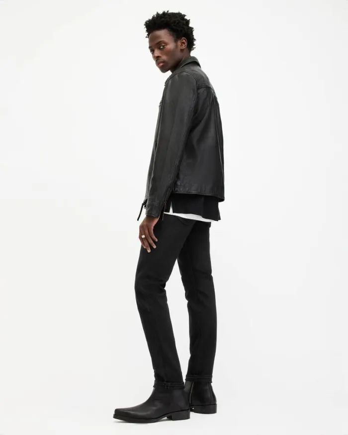 Rex Slim Fit Soft Stretch Denim Jeans Jet Black Men AllSaints Pants