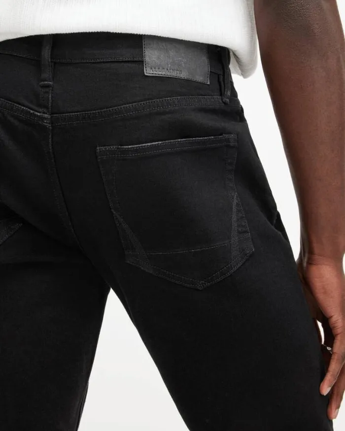 Rex Slim Fit Soft Stretch Denim Jeans Jet Black Men AllSaints Pants