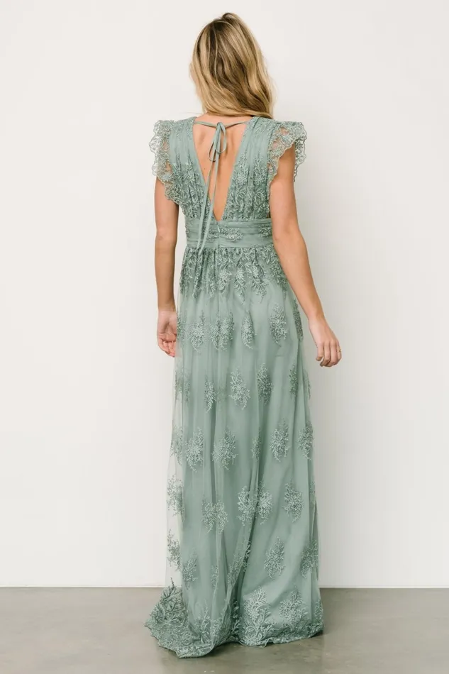 Rhea Tulle Maxi Dress Eucalyptus Women Baltic Born Embellished Sequin Rhea Tulle Maxi Dress Eucalyptus Women Baltic Born Embellished Sequin