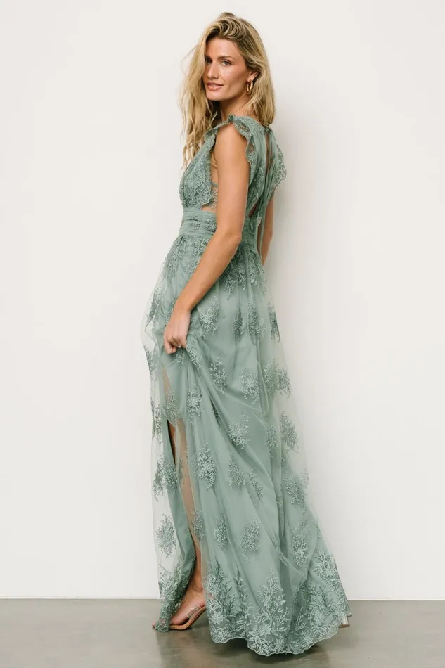 Rhea Tulle Maxi Dress Eucalyptus Women Baltic Born Embellished Sequin Rhea Tulle Maxi Dress Eucalyptus Women Baltic Born Embellished Sequin