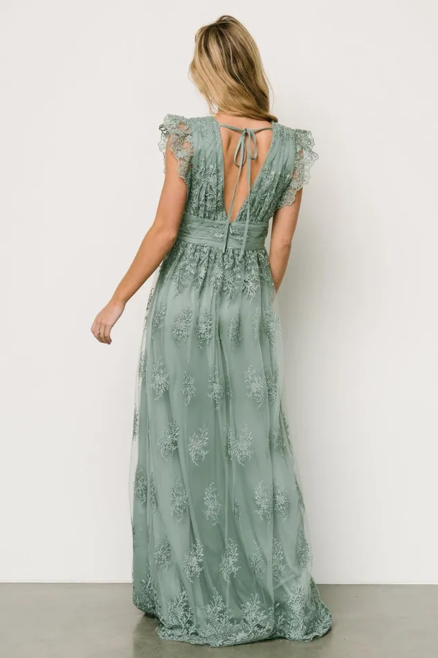Rhea Tulle Maxi Dress Eucalyptus Women Baltic Born Embellished Sequin Rhea Tulle Maxi Dress Eucalyptus Women Baltic Born Embellished Sequin