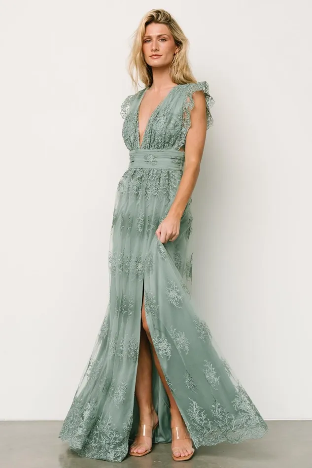 Rhea Tulle Maxi Dress Eucalyptus Women Baltic Born Embellished Sequin Rhea Tulle Maxi Dress Eucalyptus Women Baltic Born Embellished Sequin