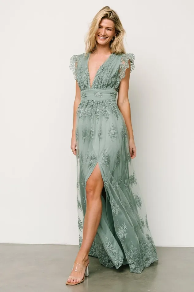 Rhea Tulle Maxi Dress Eucalyptus Women Baltic Born Embellished Sequin Rhea Tulle Maxi Dress Eucalyptus Women Baltic Born Embellished Sequin