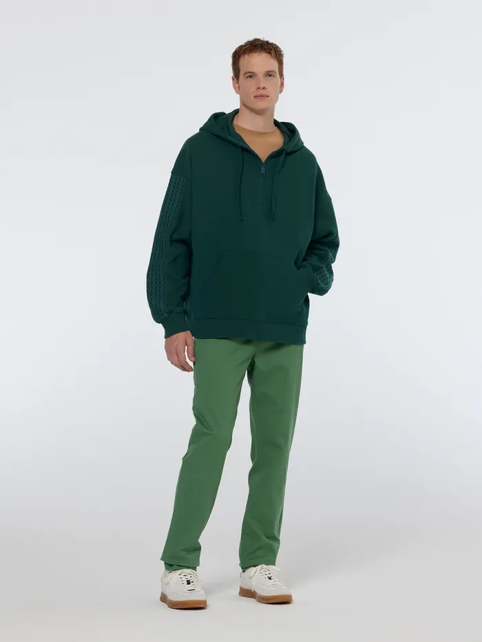 Rib Insert Zipped Loose Fit Hoodie Amsterdam Green Men Scotch and Soda Sweatshirts and Hoodies Rib Insert Zipped Loose Fit Hoodie Amsterdam Green Men Scotch and Soda Sweatshirts and Hoodies