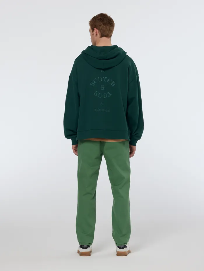 Rib Insert Zipped Loose Fit Hoodie Amsterdam Green Men Scotch and Soda Sweatshirts and Hoodies Rib Insert Zipped Loose Fit Hoodie Amsterdam Green Men Scotch and Soda Sweatshirts and Hoodies