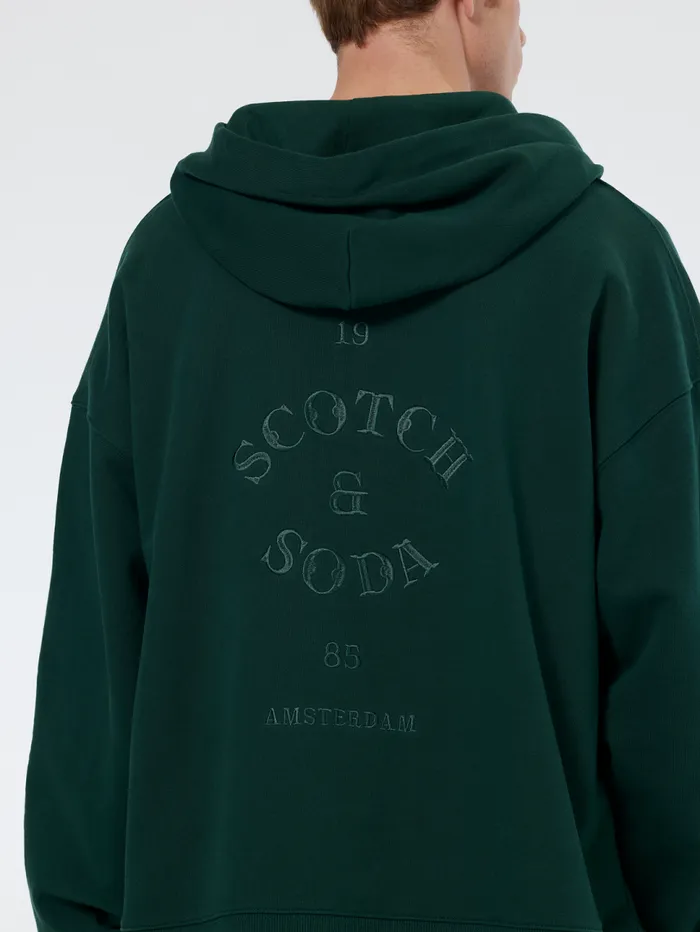 Rib Insert Zipped Loose Fit Hoodie Amsterdam Green Men Scotch and Soda Sweatshirts and Hoodies Rib Insert Zipped Loose Fit Hoodie Amsterdam Green Men Scotch and Soda Sweatshirts and Hoodies