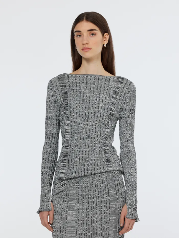 Ribbed Knitted Pullover Black Women Scotch and Soda Knitwear