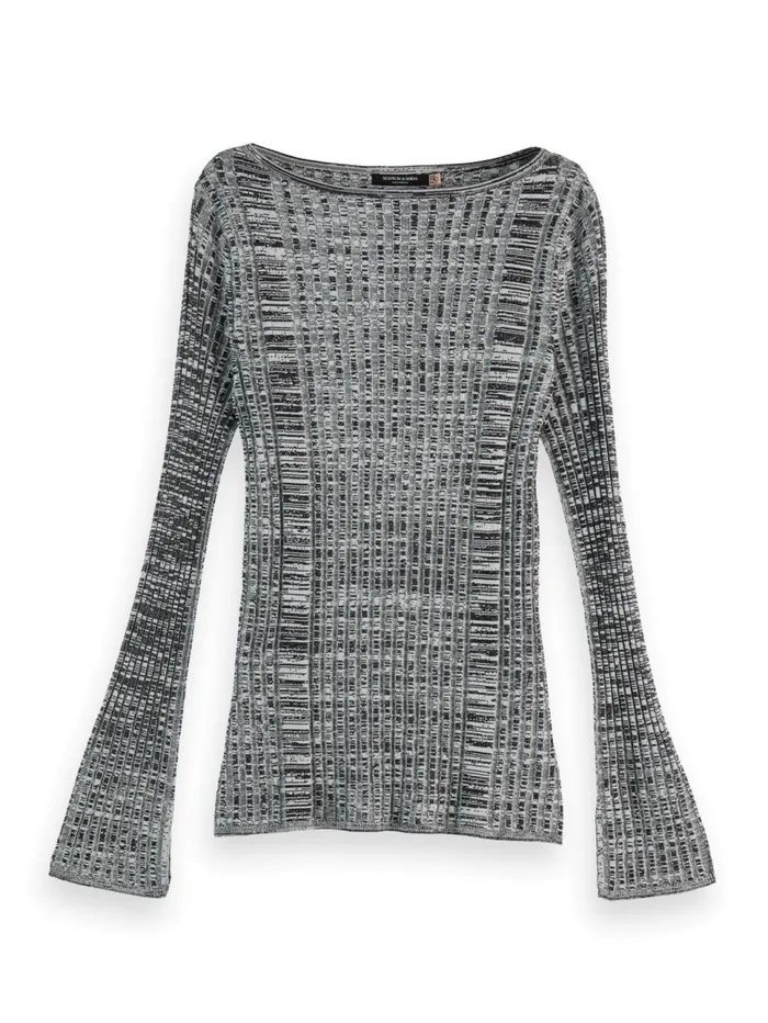 Ribbed Knitted Pullover Black Women Scotch and Soda Knitwear