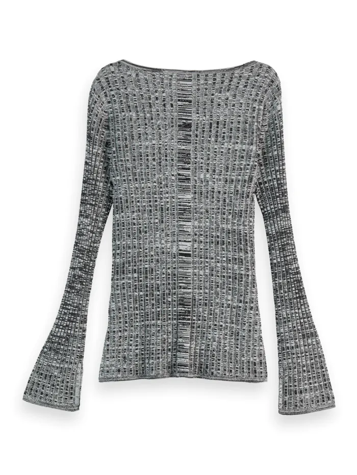 Ribbed Knitted Pullover Black Women Scotch and Soda Knitwear