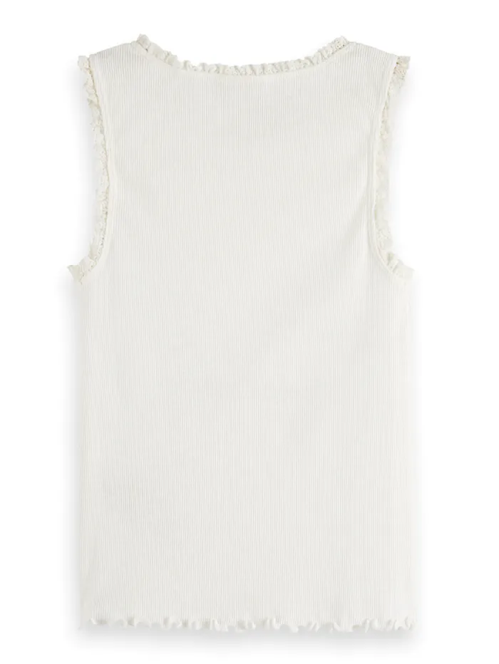 RIBBED TANK WITH LITTLE RUFFLE Off White Kids Scotch and Soda TShirts and Tops