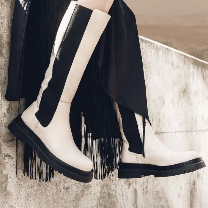 Riding And Flat Boots Women Moda In Pelle Shoon Sh Idoma Cream Leather Riding And Flat Boots Women Moda In Pelle Shoon Sh Idoma Cream Leather
