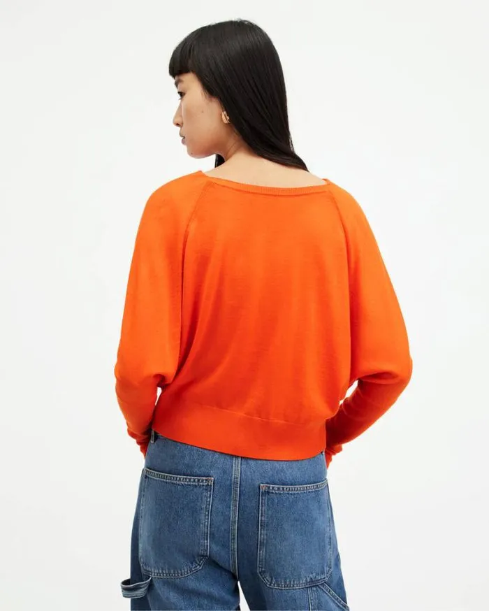 Ridley Cropped Wool Sweater Zesty Orange Women AllSaints Sweaters