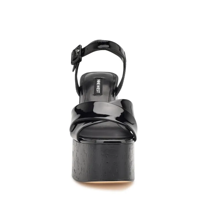 Rilay Platform Sandals Black Patent Women Nine West Heeled Rilay Platform Sandals Black Patent Women Nine West Heeled