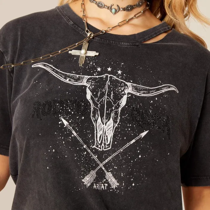Rock 039n039 Rodeo TShirt Charcoal Wash Women Ariat TShirts and Tops Rock 039n039 Rodeo TShirt Charcoal Wash Women Ariat TShirts and Tops
