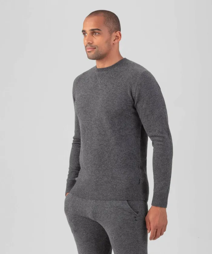 Ron Dorff Cashmere Sweater Dark Grey Melange Men Cashmere and Knitwear Tops