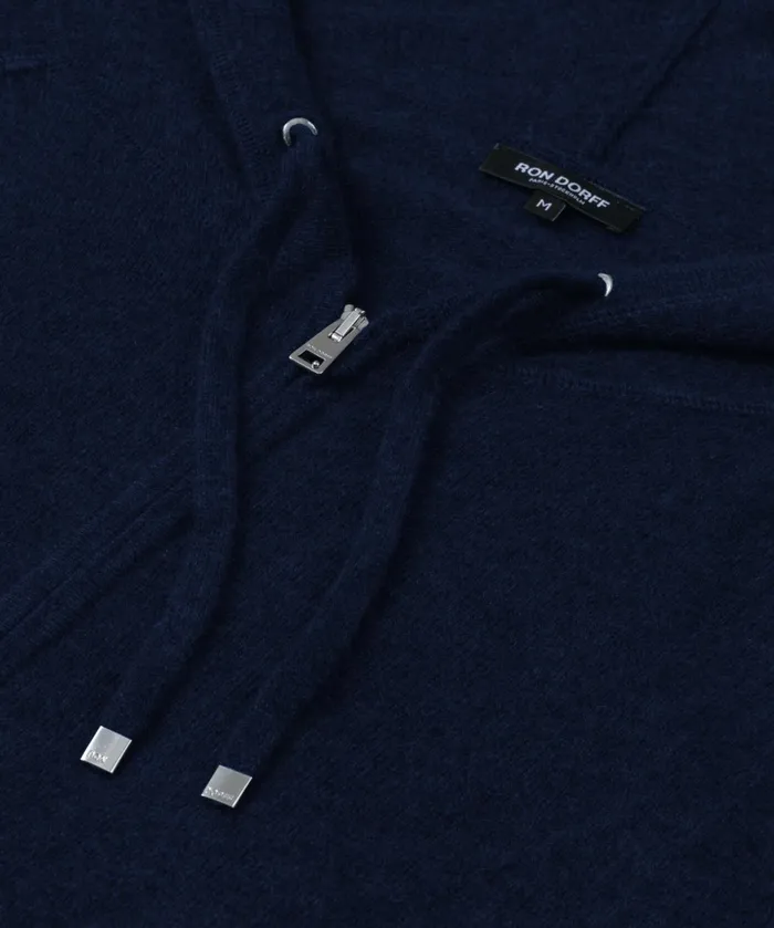 Ron Dorff Cashmere Zipped Hoodie Navy Men Cashmere and Knitwear Tops