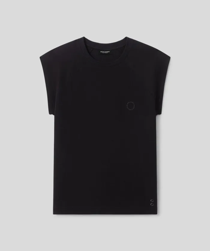 Ron Dorff Cotton Piqu Sleeveless Sweatshirt W Piping Black Men Sweatshirts