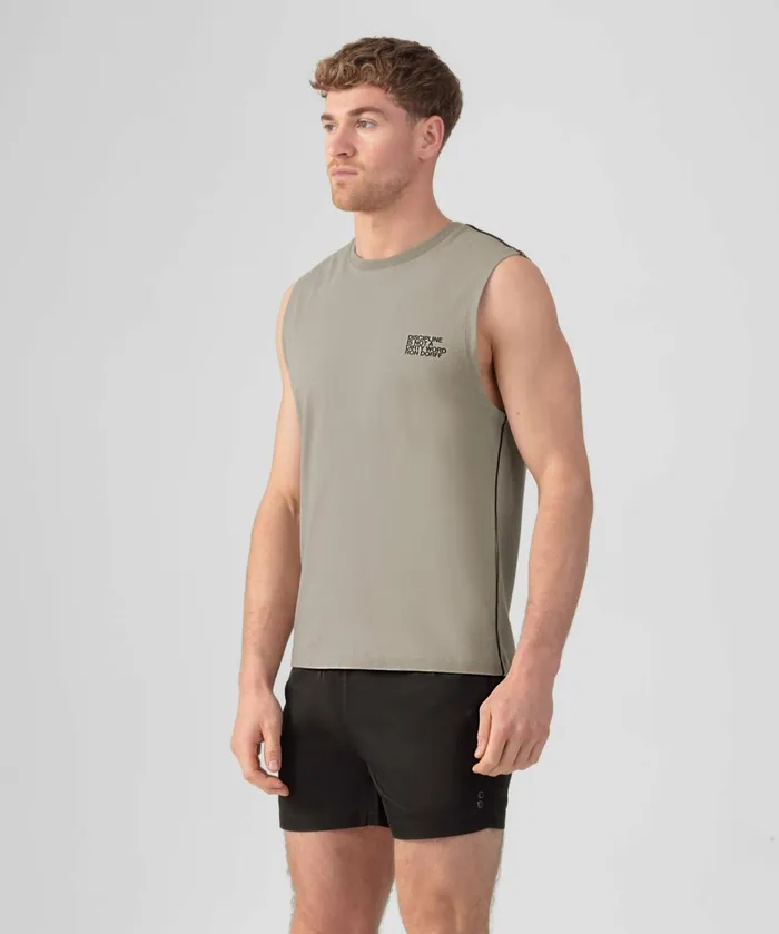 Ron Dorff Organic Cotton Sleeveless TShirt W Piping Dusty Beige Men TShirts