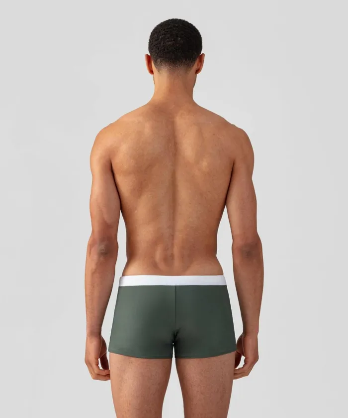 Ron Dorff RD Swim Trunks W White Waistband Army Green Men Swim Briefs
