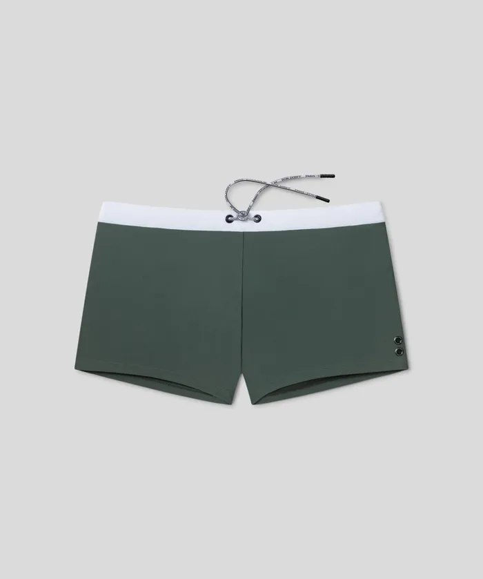 Ron Dorff RD Swim Trunks W White Waistband Army Green Men Swim Briefs