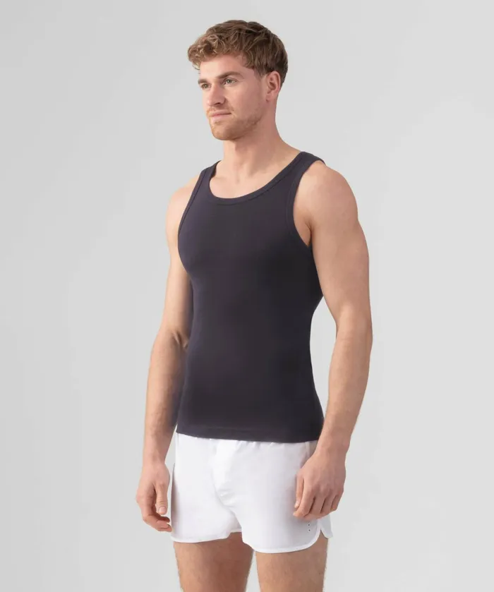 Ron Dorff Ribbed Tank Top Lava Grey Men Tank Tops
