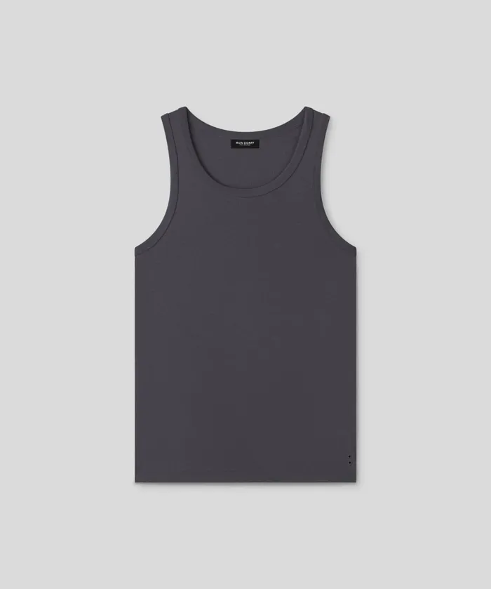 Ron Dorff Ribbed Tank Top Lava Grey Men Tank Tops