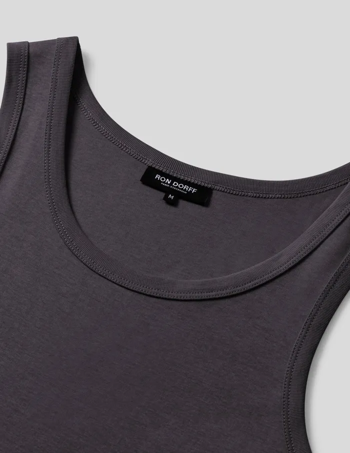 Ron Dorff Ribbed Tank Top Lava Grey Men Tank Tops