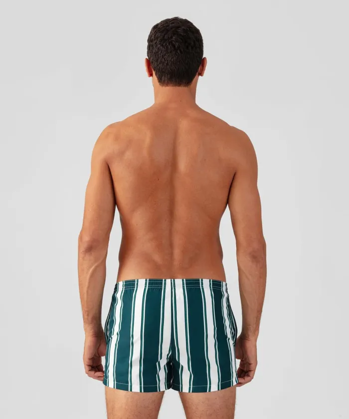 Ron Dorff Swim Shorts W Irregular Stripes Pine GreenWhite Men Swim Shorts