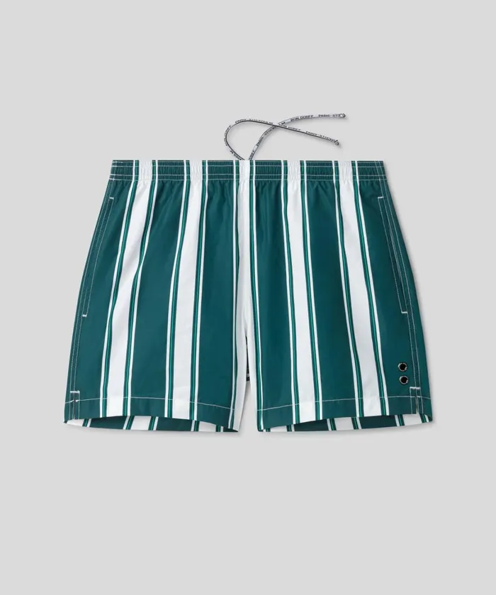 Ron Dorff Swim Shorts W Irregular Stripes Pine GreenWhite Men Swim Shorts