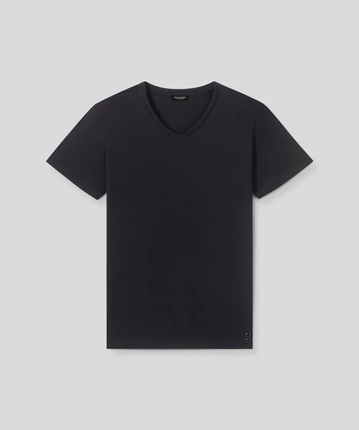 Ron Dorff V Neck TShirt Eyelet Edition Black Men TShirts