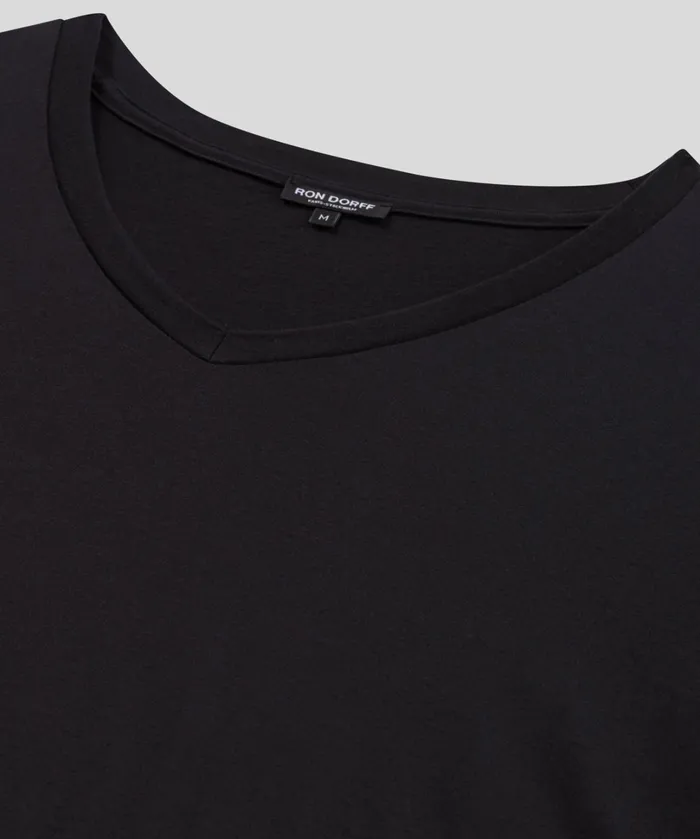 Ron Dorff V Neck TShirt Eyelet Edition Black Men TShirts